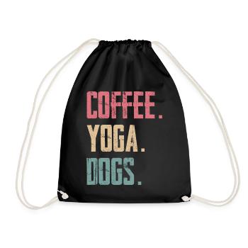 Coffee Yoga Dogs - Drawstring Bag - black - Front