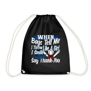 Softball I Smile And Say Thank You - Drawstring Bag - black - Front