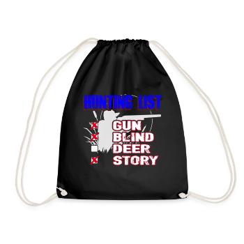 Hunting List Gun Blind Deer Story - Drawstring Bag - black - Front