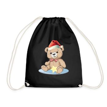 Santa Claus Teddy Teddy Bear Bear Kids - Drawstring Bag - black - Front