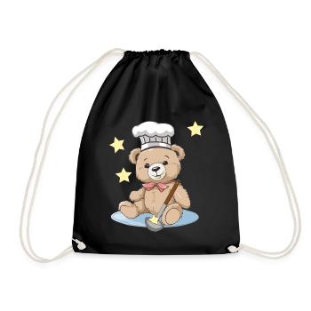 Teddy Sterne Koch Köche Köchin Kochkunst kochen - Turnbeutel - Schwarz - Vorne