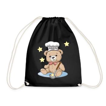 Teddy Star Cook Cooks Cook Cooking - Drawstring Bag - black - Front