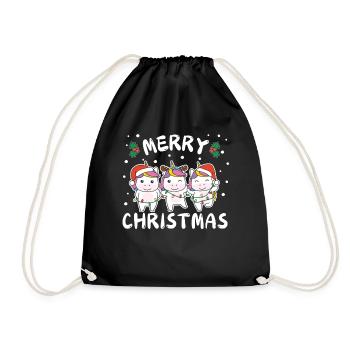 Merry Christmas Sweet Unicorn Christmas - Drawstring Bag - black - Front