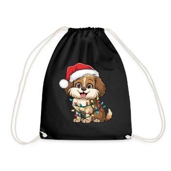 Père Noël Chapeau Noël Chien Lumières Noël Chiens Cadeaux - Sac de sport léger - noir - Devant
