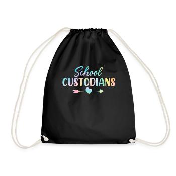 School Custodian Tie Dye Janitorial Custodian - Drawstring Bag - black - Front