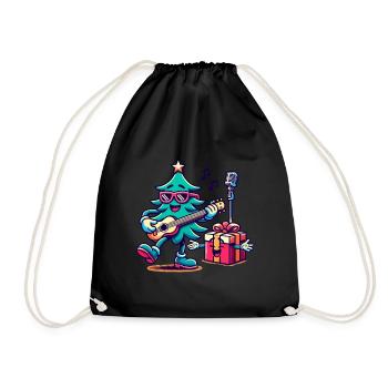 Fröhlicher Weihnachtsbaum Retro Musik - Turnbeutel - Schwarz - Vorne