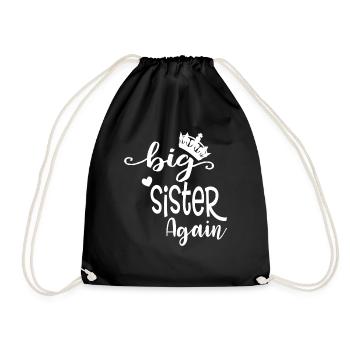 Große Schwester Geschenk Wieder Große Schwester - Turnbeutel - Schwarz - Vorne