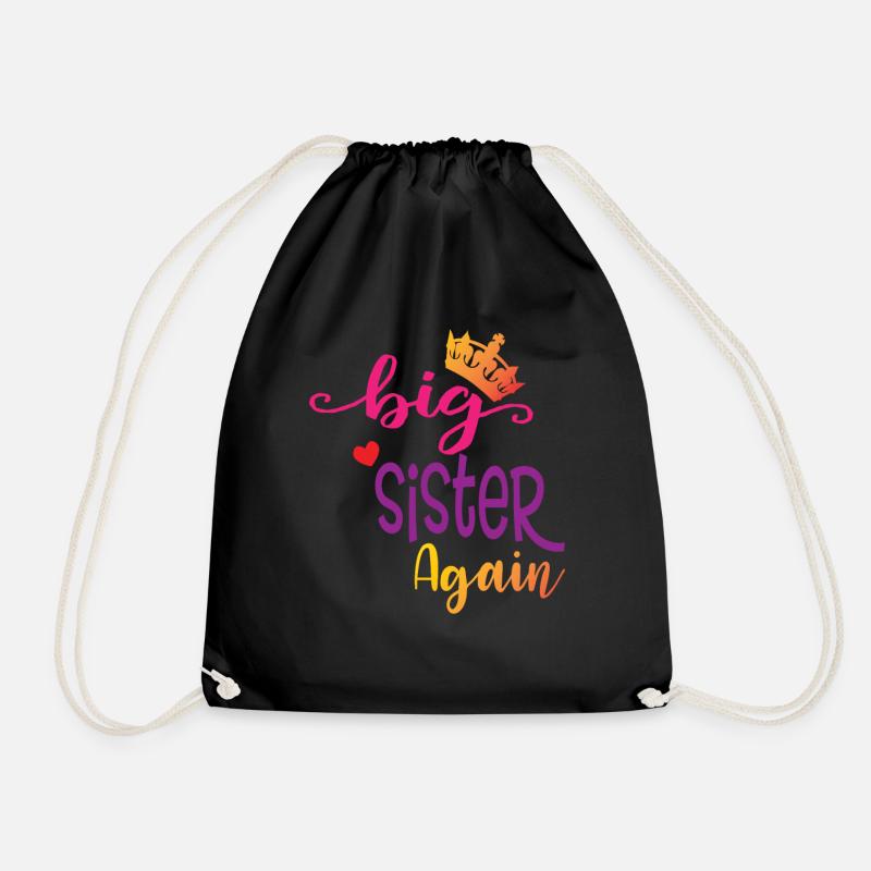 Big sister gift Big Sister Again - Drawstring Bag - black