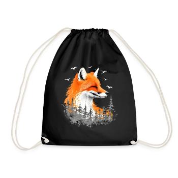 Fox Lover Woodland Flowers Art Foxes Cute Fox - Drawstring Bag - black - Front