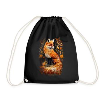 Fox Lover Woodland Flowers Art Foxes Cute Fox - Drawstring Bag - black - Front