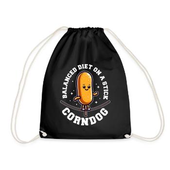 BALANCED DIET ON A STICK - CORNDOG - Drawstring Bag - black - Front