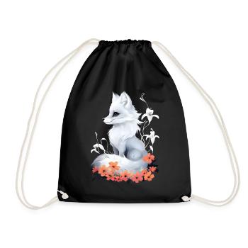 Fox Lover Woodland Flowers Art Foxes Cute Fox - Drawstring Bag - black - Front