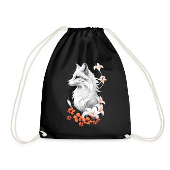 Fox Lover Woodland Flowers Art Foxes Cute Fox - Drawstring Bag - black - Front