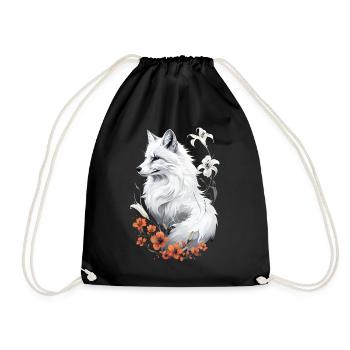 Fox Lover Woodland Flowers Art Foxes Cute Fox - Drawstring Bag - black - Front