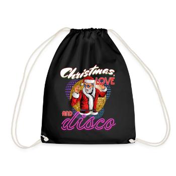 Weihnachten Disco, Rave, Techno, House, Goa, Party - Turnbeutel - Schwarz - Vorne