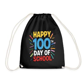 Joyeux 100e jour d’école Coloré Enfants Filles Garçons - Sac de sport léger - noir - Devant