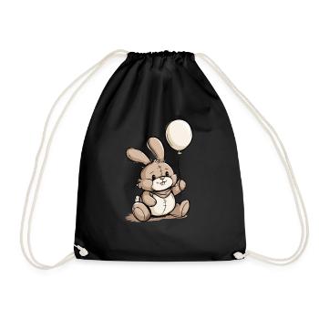 Lapin avec ballon - Sac de sport léger - noir - Devant
