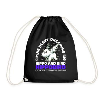 FLYING HEAVY DREAMING BIG - HIPPO AND BIRD - Drawstring Bag - black - Front