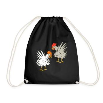 Chicken Chickens Roosters Rooster Poultry Farm - Drawstring Bag - black - Front