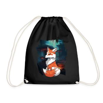 Fox Foxes Nature Fairy Tale Mountain Nature Lover - Drawstring Bag - black - Front
