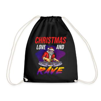 Weihnachten Disco, Rave, Techno, House, Goa, Party - Turnbeutel - Schwarz - Vorne