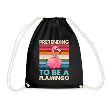 Pink Flamingo Lover - Pretending to be a Flamingo - Drawstring Bag - black - Front