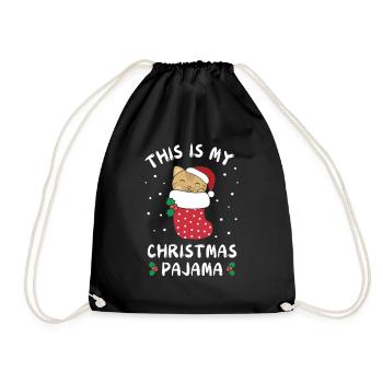 Das Ist Mein Weihnachtspyjama, Süßes Katze - Turnbeutel - Schwarz - Vorne