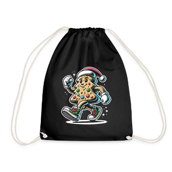 Joyeux bonhomme en pain d’épice avec chapeau de père Noël - Sac de sport léger - noir - Devant