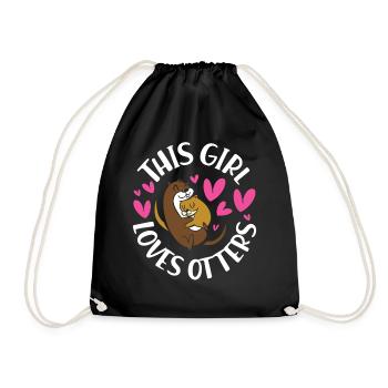 Otter Girl This Girl Loves Otters - Drawstring Bag - black - Front
