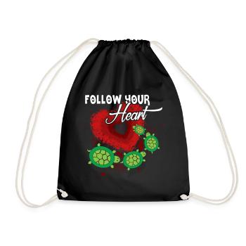 Sea Turtle Follow Your Heart - Drawstring Bag - black - Front