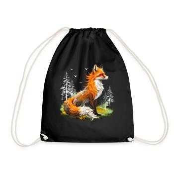 Fox Lover Woodland Flowers Art Foxes Cute Fox - Drawstring Bag - black - Front