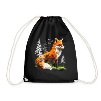 Fox Lover Woodland Flowers Art Foxes Cute Fox - Drawstring Bag - black - Front