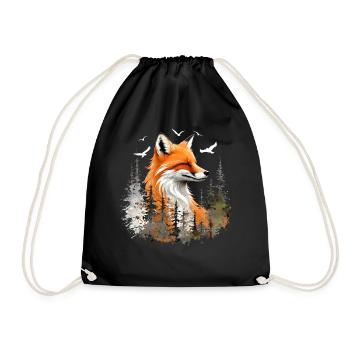 Fox Lover Woodland Flowers Art Foxes Cute Fox - Drawstring Bag - black - Front