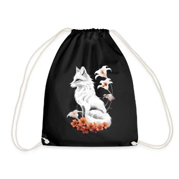 Fox Lover Woodland Flowers Art Foxes Cute Fox - Drawstring Bag - black - Front