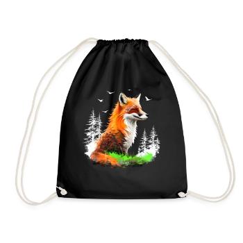 Fox Lover Woodland Flowers Art Foxes Cute Fox - Drawstring Bag - black - Front