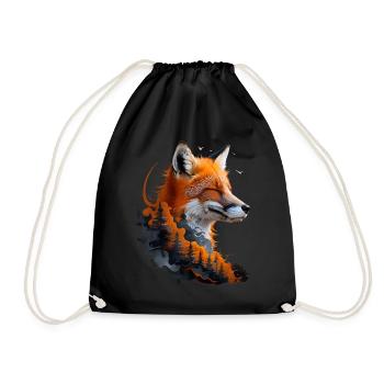 Fox Lover Woodland Flowers Art Foxes Cute Fox - Drawstring Bag - black - Front