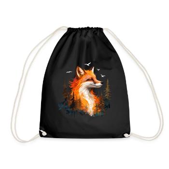 Fox Lover Woodland Flowers Art Foxes Cute Fox - Drawstring Bag - black - Front