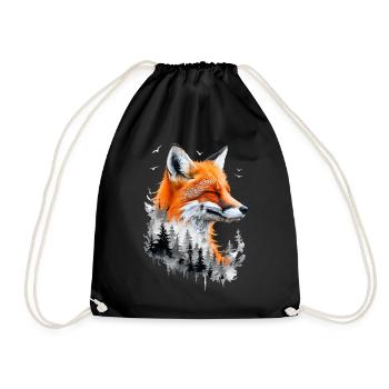 Fox Lover Woodland Flowers Art Foxes Cute Fox - Drawstring Bag - black - Front