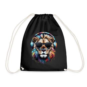 Lion Lover Wildlife Safari Art Lion Colorful - Drawstring Bag - black - Front