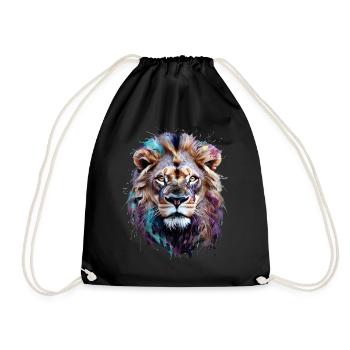 Lion Lover Wildlife Safari Art Lion Colorful - Drawstring Bag - black - Front