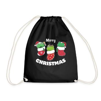 Grenouilles mignonnes en chaussette de Noël pour Noël - Sac de sport léger - noir - Devant