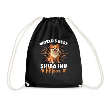 Shiba Inu Groovy Shiba Mom - Drawstring Bag - black - Front