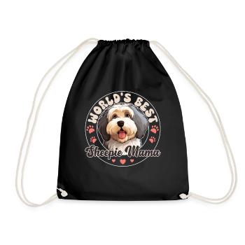 Old English Sheepdog Groovy Sheepie Mama - Drawstring Bag - black - Front