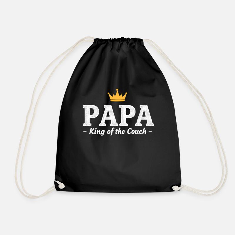 Papa King of the Couch Lustiger Papa Spruch Väter - Turnbeutel - Schwarz