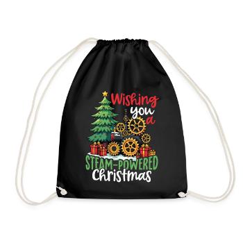 Wishing you a Steam-Powered Christmas - Drawstring Bag - black - Front