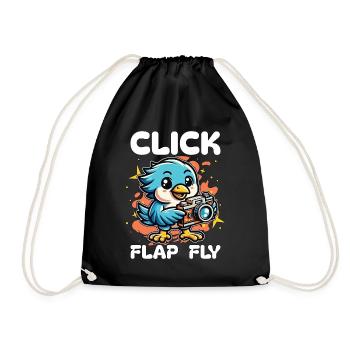 Bird Photography Click Flap Fly Ornithologist - Drawstring Bag - black - Front
