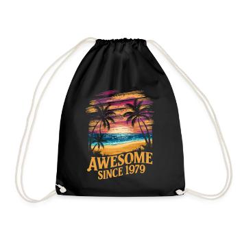 Awesome Since 1979 Beach Sunset - Drawstring Bag - black - Front