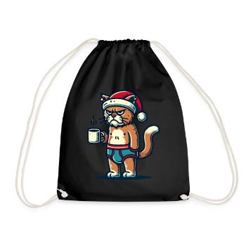 Chat Noël drôle - Sac de sport léger - noir - Devant