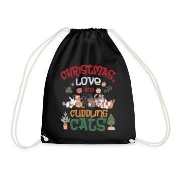 Câlin Chat Animal Amour Noël, Amour Chats - Sac de sport léger - noir - Devant