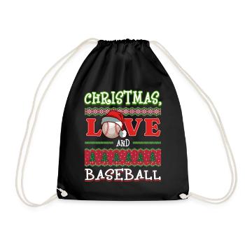 Joueur de baseball équipe club Noël amour - Sac de sport léger - noir - Devant